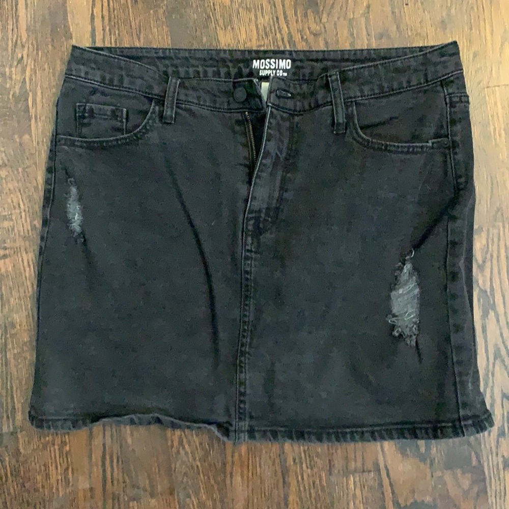 Black denim skirt